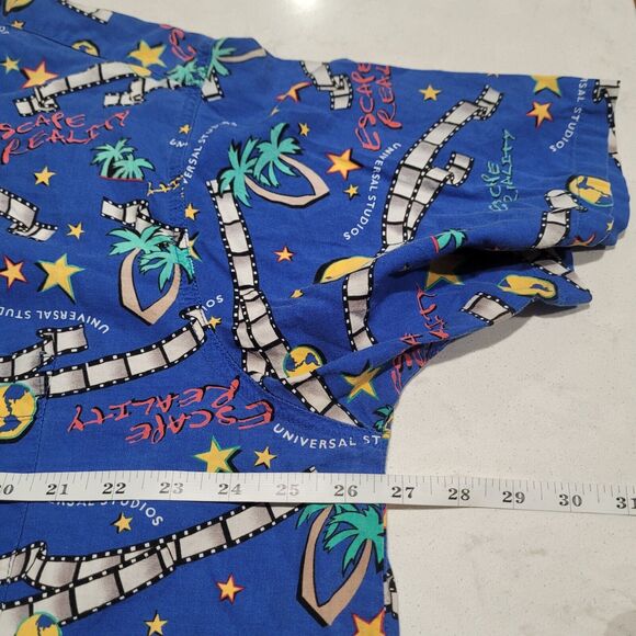 Vintage Universal Studios Hollywood Made In USA Tropical Shirt Blue XXL EUC - Picture 4 of 10